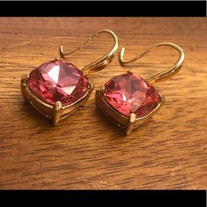 14K Gold Plated Square Rhinestone Earrings